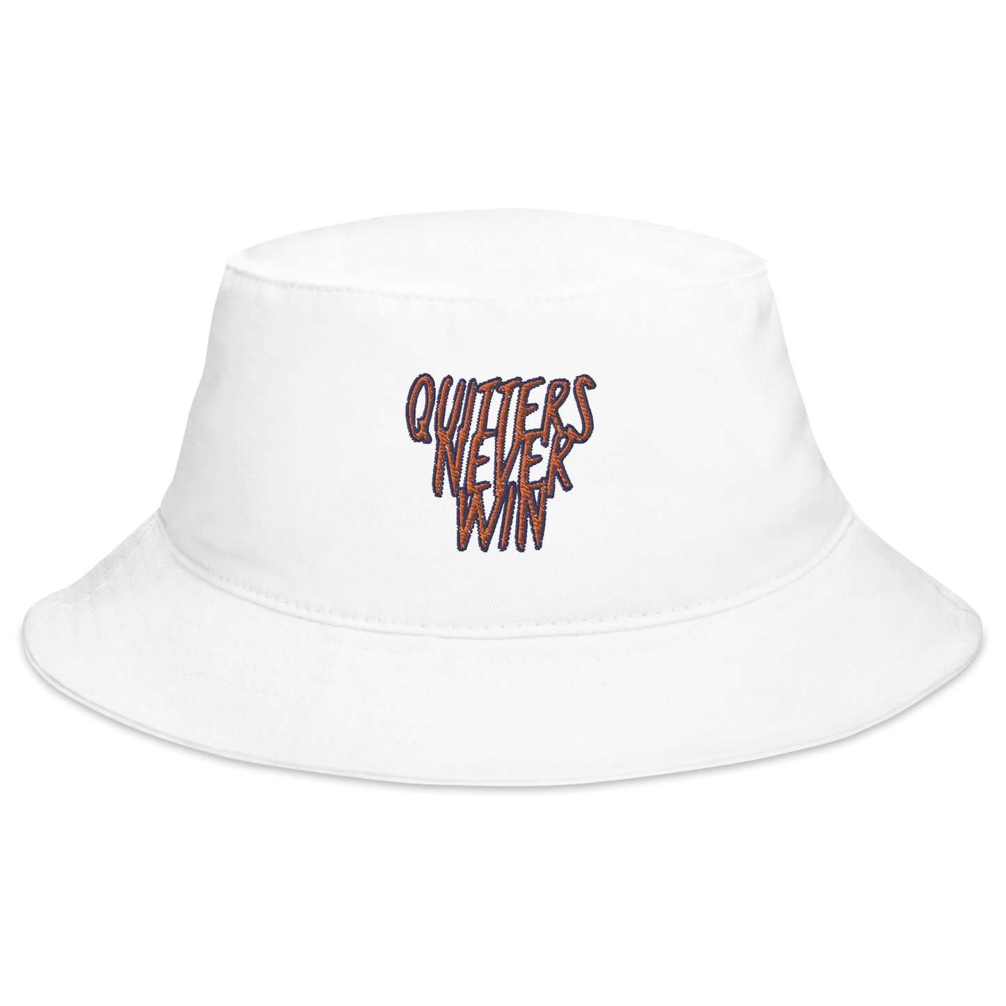 'Quitters Never Win' Bucket Hat in White