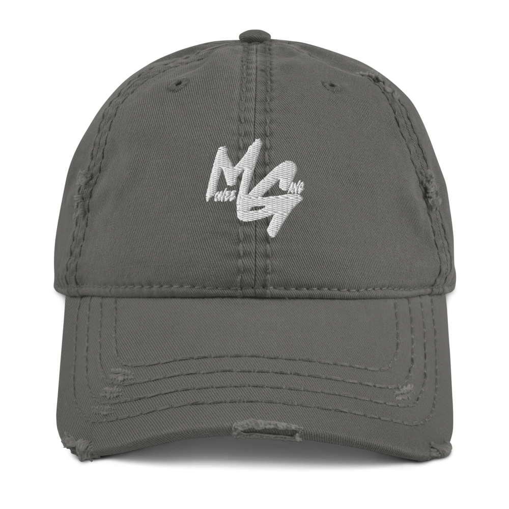 Monee Gang Distressed Dad Hat in Gray